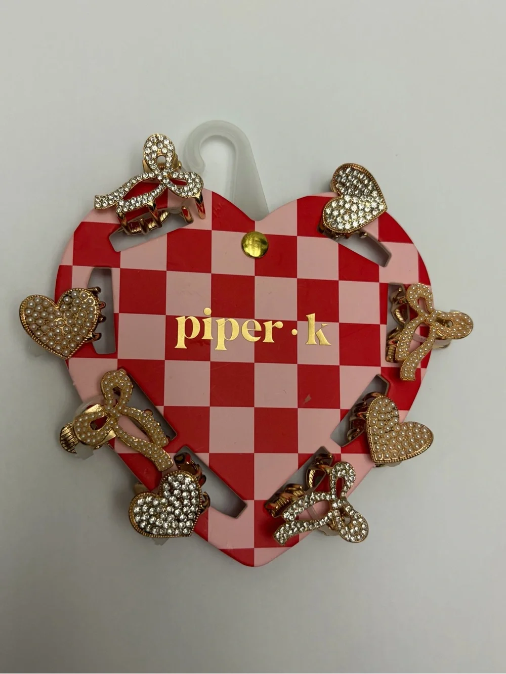 NWT ⚜️♥️⚜️ Piper K Mini Metal Claw Clips Set of 8 Valentine’s Day